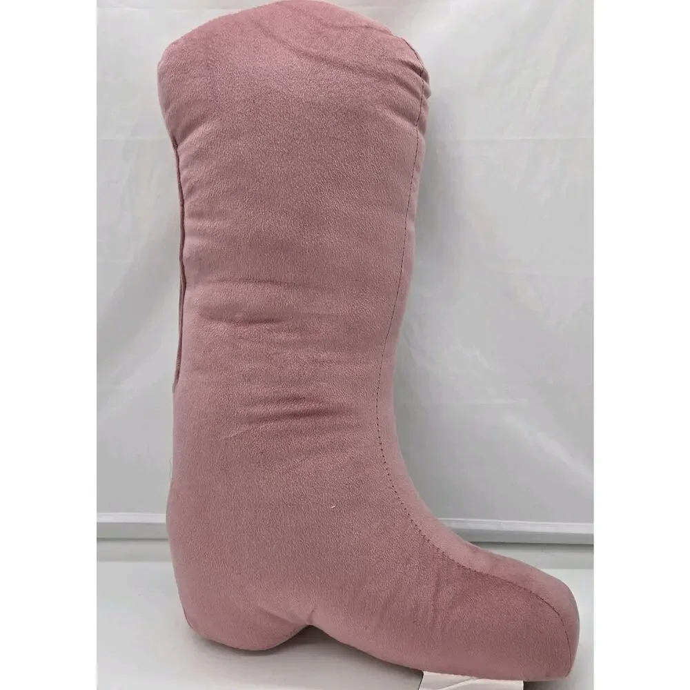 Sparkles Home Luminous Pink Flower Cowgirl Boot Rhinestone Shaped Throw Pillow